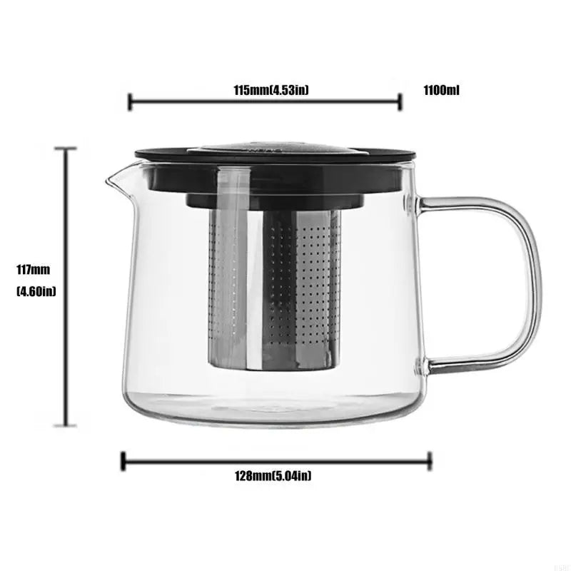 Permanent Borosilicate Glass Teapot Clear Observability Tisane Zpaxo 1100ml CN