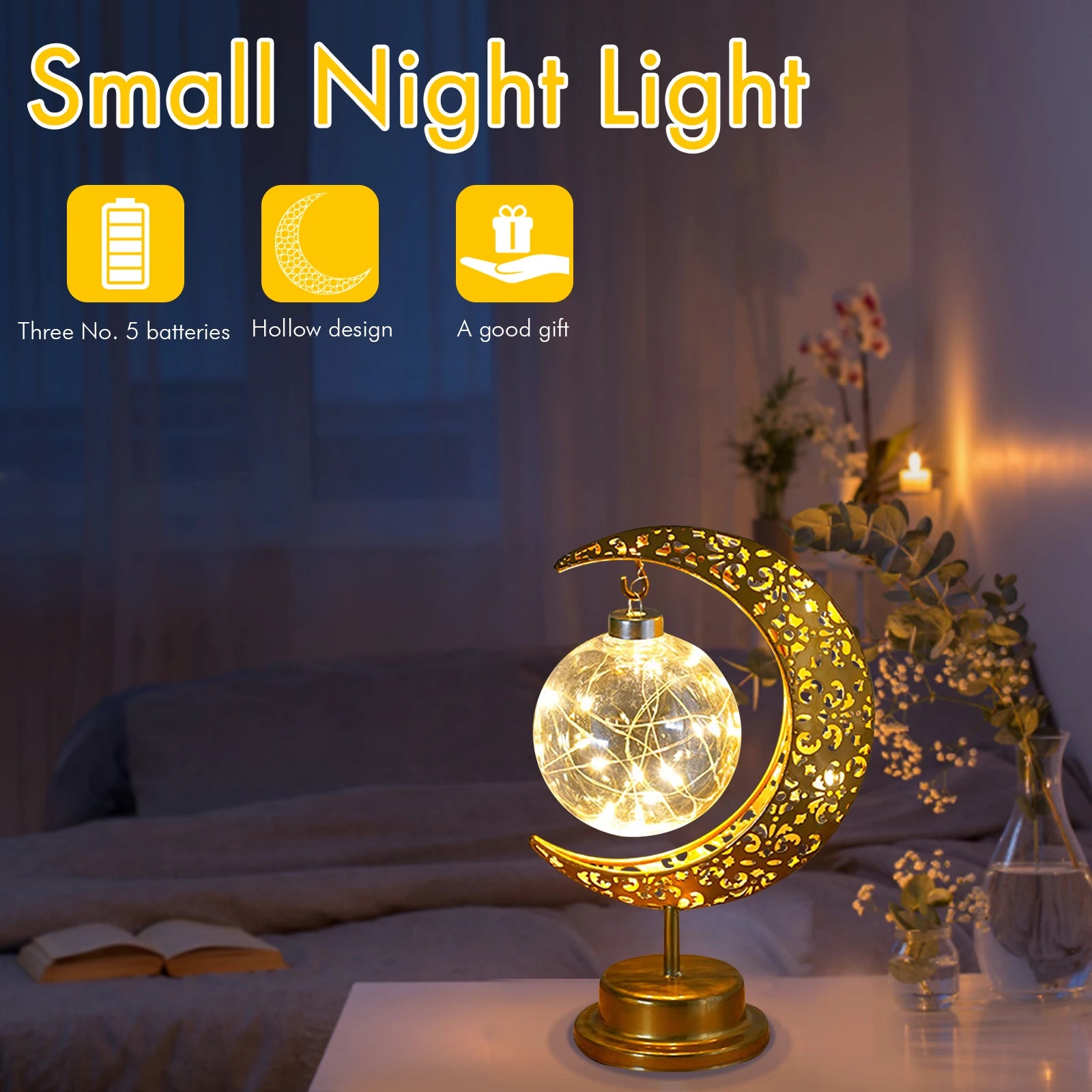 Ramadan Desk Lamp Led Moon Decoration Home Metal Kareem Light Eid
