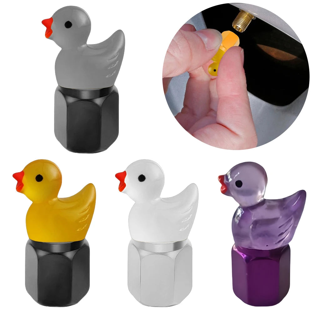 Cute Duck Glow Dark Tire Valve Caps Auto Stem Covers Cars Motorcycles