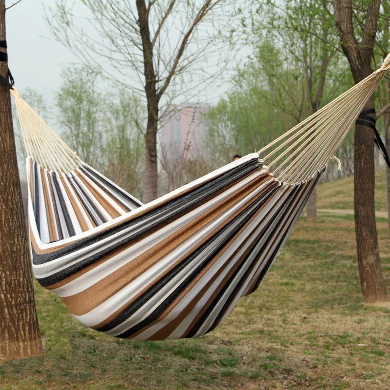 New Creative Canvas Single Hammock Outdoor Courtyard Sleeping Hammock Camping Indoor Children's Swing Thick Striped Hammock Zpaxo
