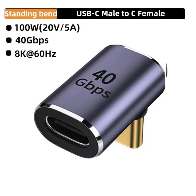 USB4 40Gbps 90° USB-C Adapter | 100W Fast Charge & 8K Video USB-C Adapter Zpaxo CM-CG LT