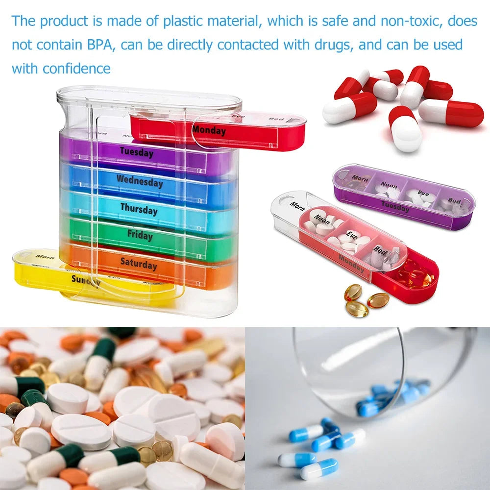 7 Days Pill Medicine Box Weekly Monthly Tablet Holder Storage