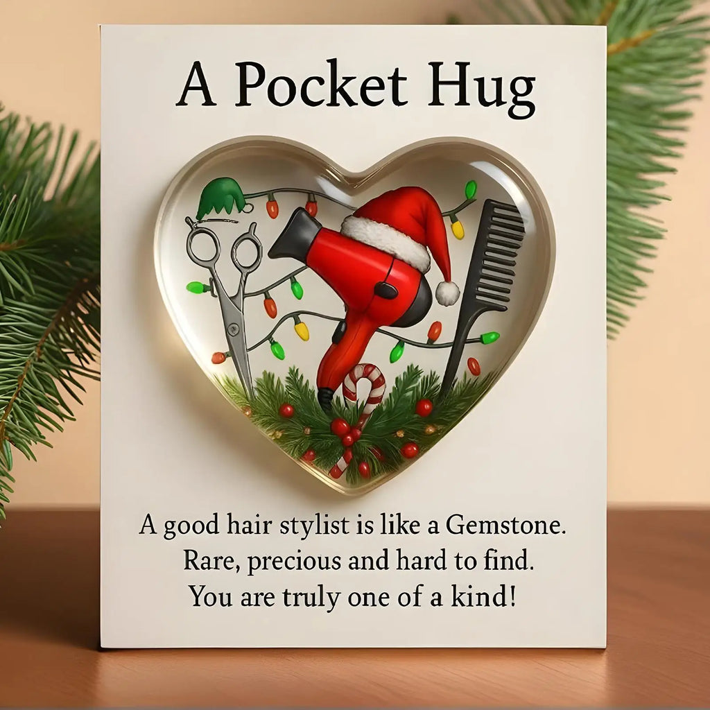 Heart Hug Pocket 2D Shaped Souvenir Appreciation Inspirational Card