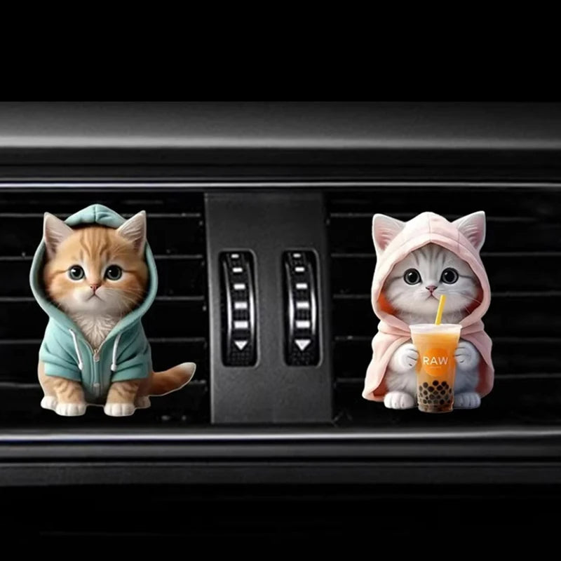 Car Outlet Vent Perfume Clips Cat Acrylic 2D Air Freshener Diffuser