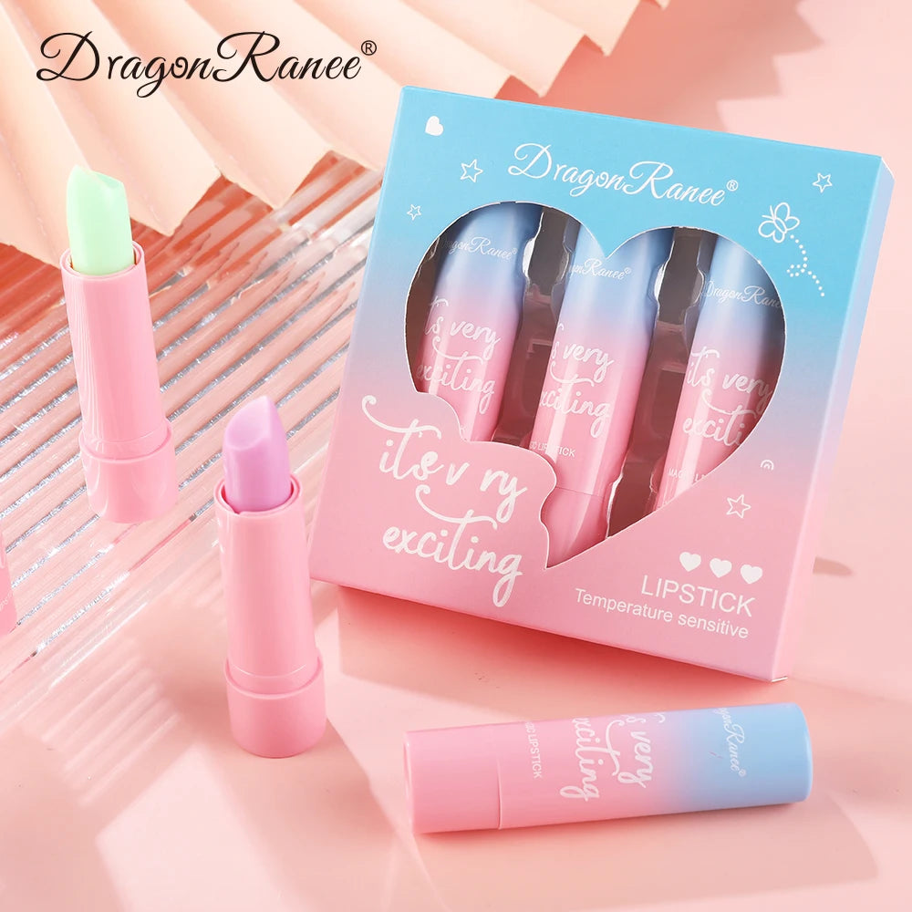 3-Pack Set of Color-Changing Lip Balm, Color-Changing Lip Balm, Long-Lasting Moisturizing, Non-Fading, Non-Stick Cup, Waterproof, Temperature-Changing Lipstick, Color-Changing Lip Balm, Repairing, Moisturizing, Waterpr Zpaxo