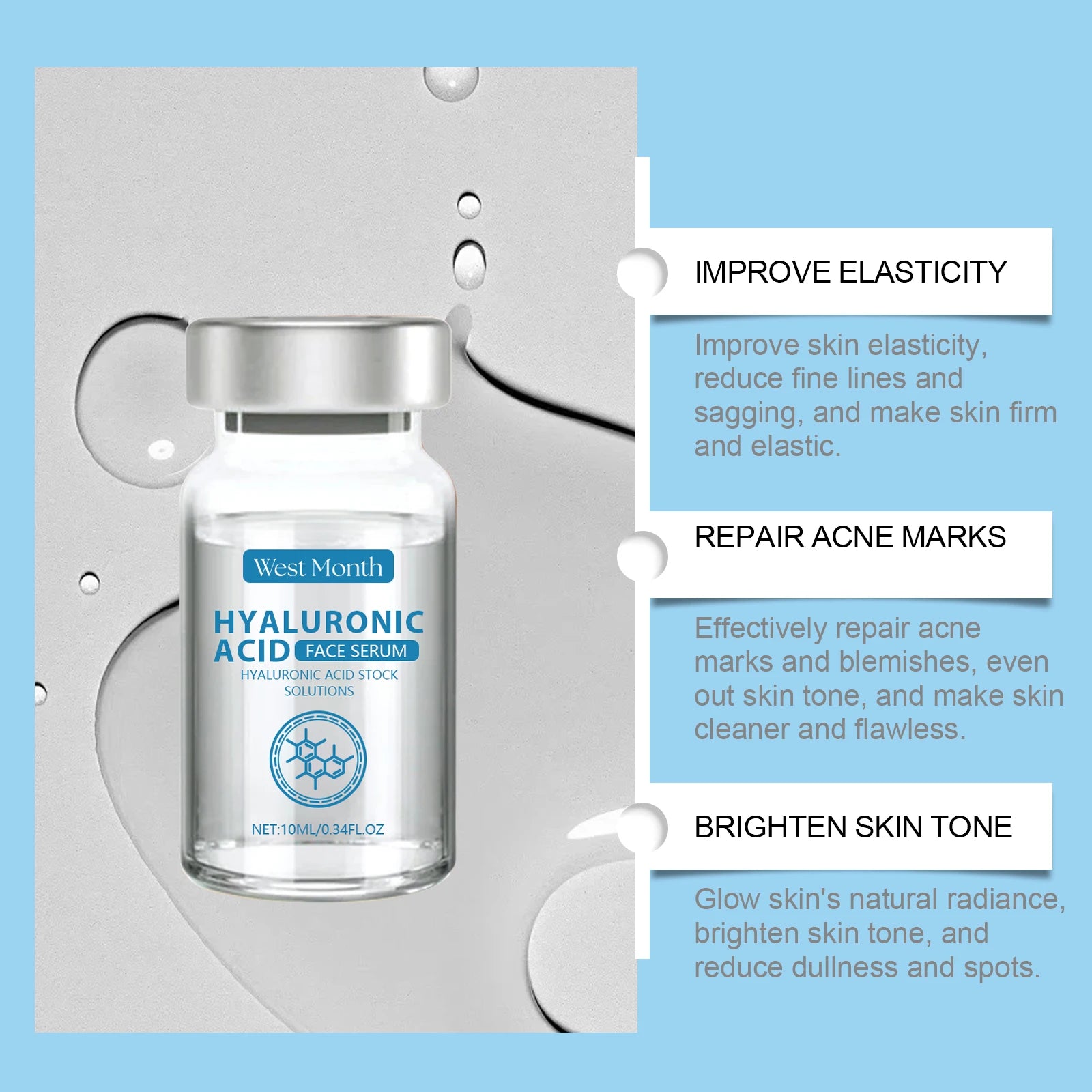 Hyaluronic Acid Facial Serum Deeply Moisturizing Lighten Shrinking Pores Improve Dryness Nourishing Smooth Repair Skin Essence Zpaxo