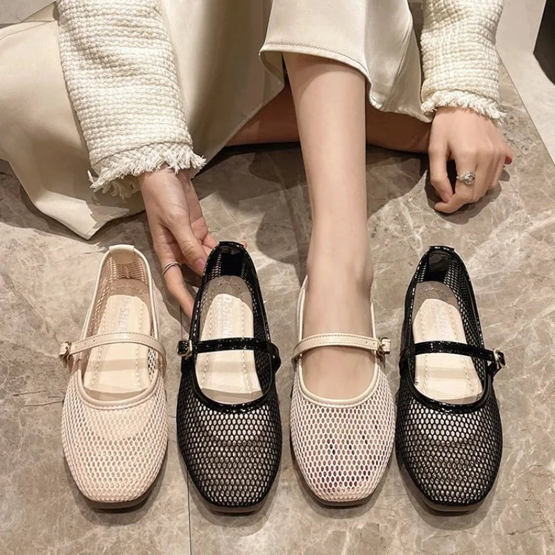 Summer Fishing Net Flat Bottom Sandals Hollow Design Fashio Low Cut