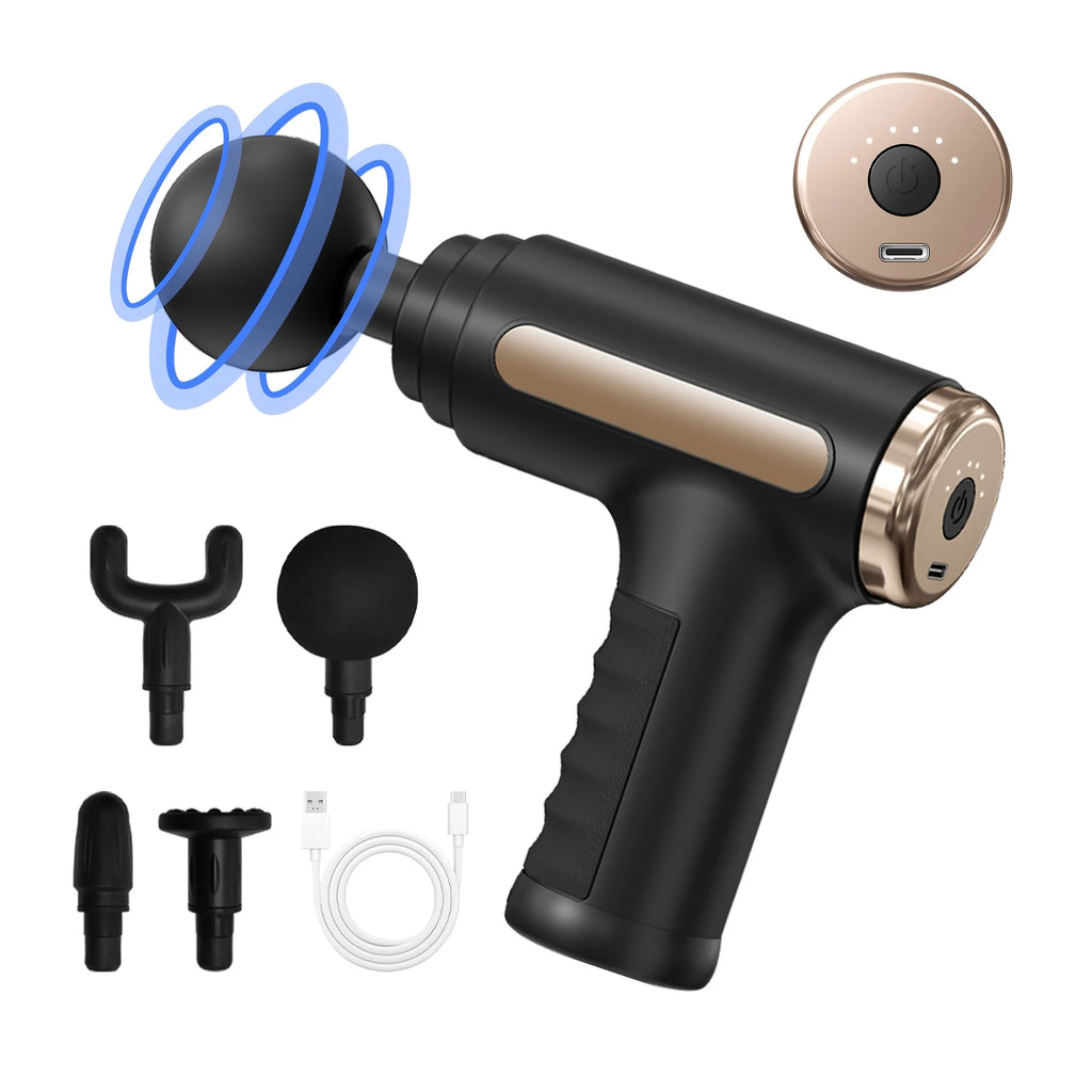 Massage Gun Deep Tissue/Handheld Electric/USB Rech//Travel Home Use/Body Muscles Fitness Zpaxo