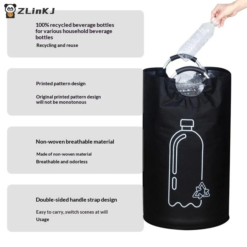 ▶82L Wastewater Bottle Collector Bag Large Capacity Empty Bottle Storage Basket With Aluminum Handle Folding Recycling Bin Zpaxo