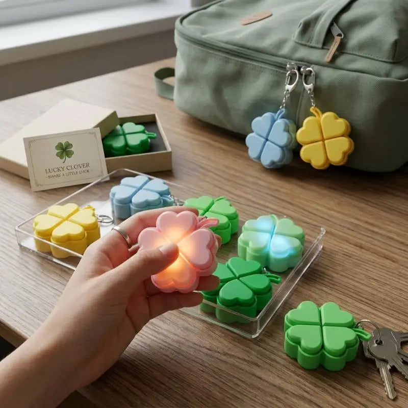 Lucky Four-Leaf Clover LED Light-Up Keychain Fidget Toy
