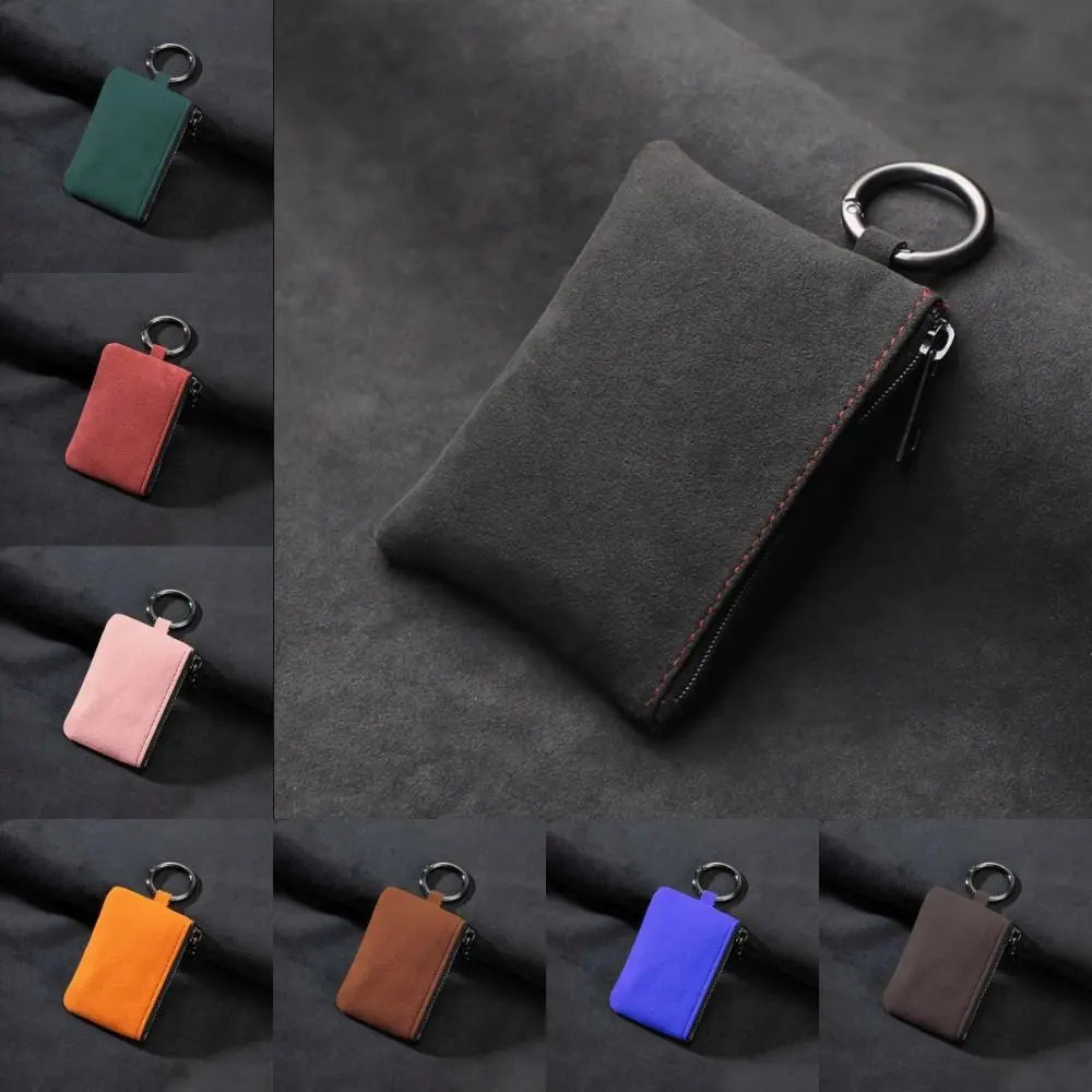 Large-Capacity Portable Keychain Wallet Multifunctional Organizer Suede Leather Key Case Key Cover Portable Zipper Key Pouch Bag Zpaxo