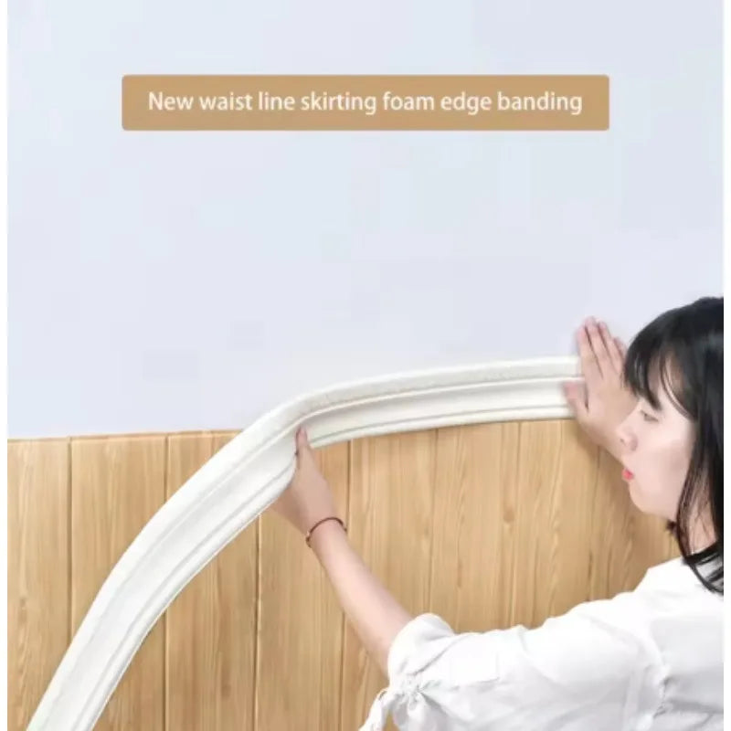 5M NBR Soft Wall Trim Lines Self-adhesive Skirting Decor Strip
