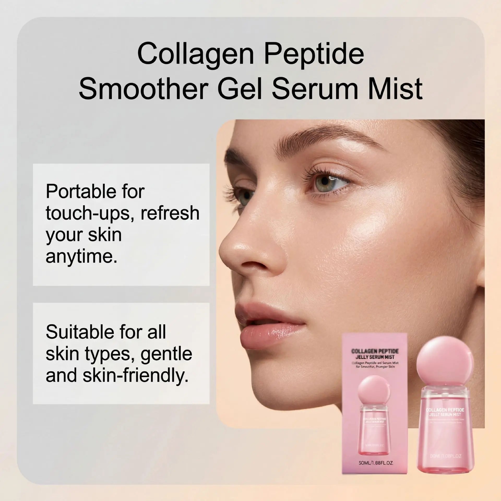 Collagen Peptides Jelly Serum Mist – Hydrating Face Spray Face Serum Spray Zpaxo