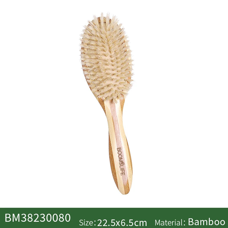 BOOMSLIFE Custom Soft Boar Bristle Hair Brush Wood Bamboo Comb for Hair Women Scalp Massage Detangle Brush Barber Accessories Zpaxo small size China Mainland