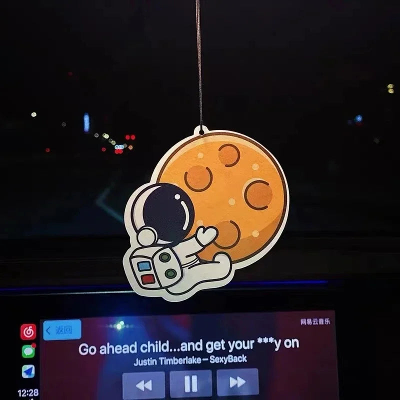 Cute Astronaut Car Fragrance Piece Cartoon Car Rearview Mirror Hanging Perfume Piece Pendant Ornament Car Interior Decor Pendant Zpaxo