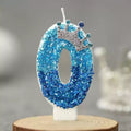 Crown Decor Digital Birthday Candles Blue Sequins Cake Decoration