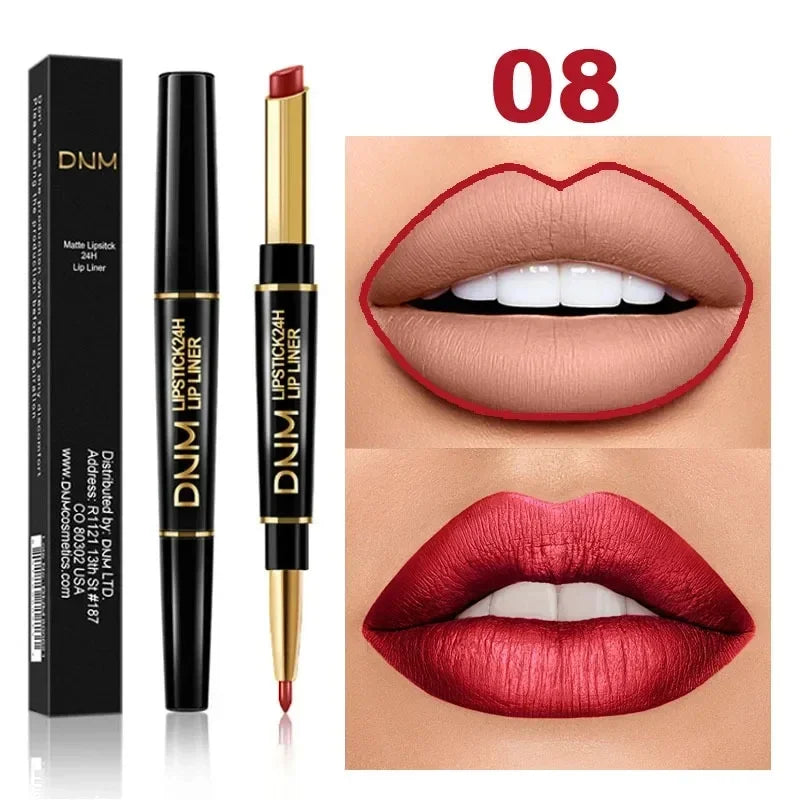 1 Matte Lipstick Pencil Double Ended Lip Liner Pen Red Nude Long Zpaxo 08