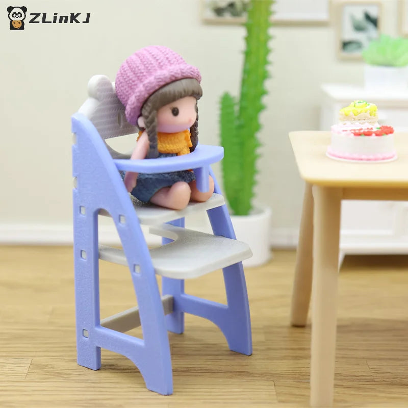▶1Pc Miniature Simulation Baby Dining Chair Model For 1/12 scale Dollhouse Living Furniture Decoration Children Pretend Play Toy Zpaxo