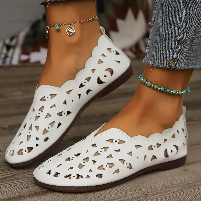 2025 Women Flat Shoes Leather Woman Pointed Toe Flats Summer Lady