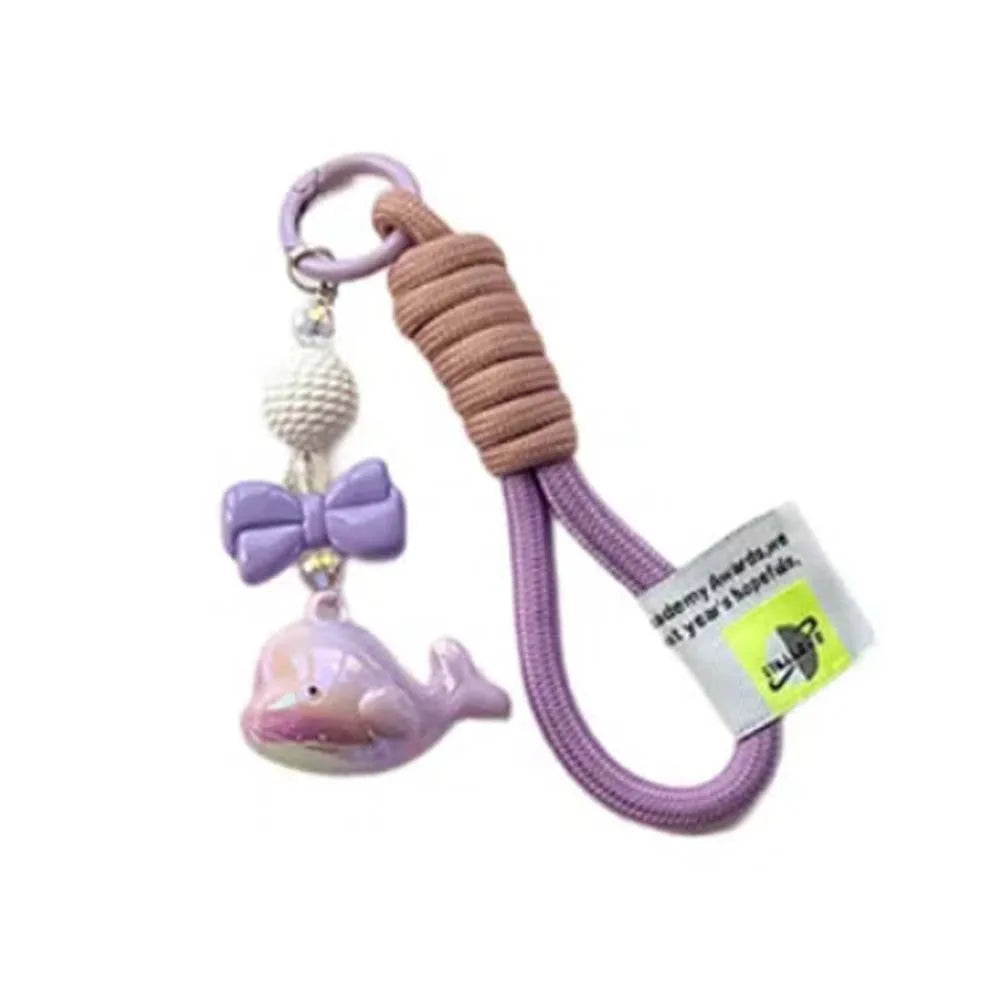 Creative Cartoon Whale Keychain Acrylic Backpack Hanging Woven Rope Pendant Earphone Case Decoration Ornaments Car Key Ring Toys Zpaxo Purple