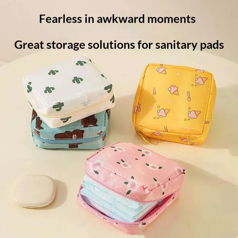 Cute Cartoon Sanitary Pad Storage Pouch – Portable Organizer Sanitary Storage Pouch Zpaxo