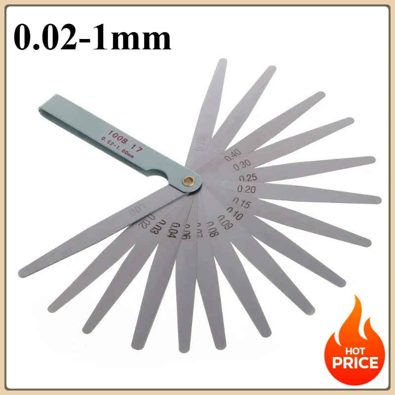 17 Blades Feeler Gauge Metric Gap Filler Feeler Gauge 0.02 To 1mm Gage Measurment Tool For Engine Valve Adjustment Zpaxo