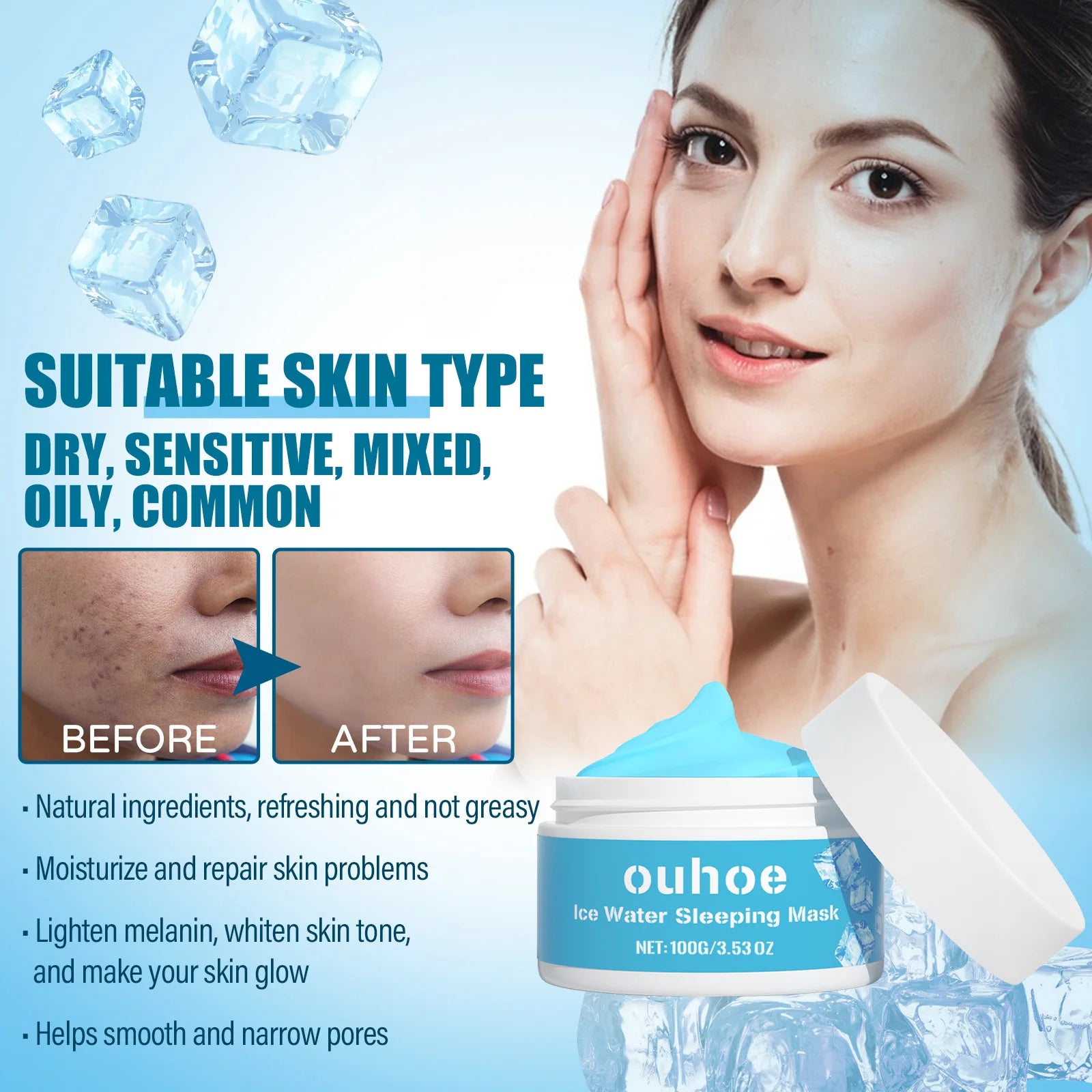 Moisturizing Sleeping Mask Fade Melanin Remove Dark Spots Shrink Pores Anti-Aging Hydrating Whitening Firm Wash-Free Face Mask Zpaxo