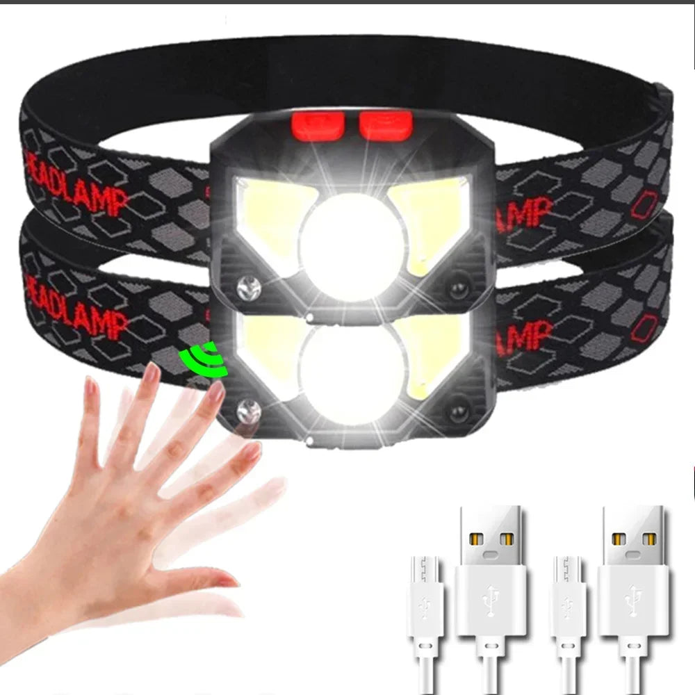 500LM LED Sensor Headlamp USB Rechargeable – Camping Fishing