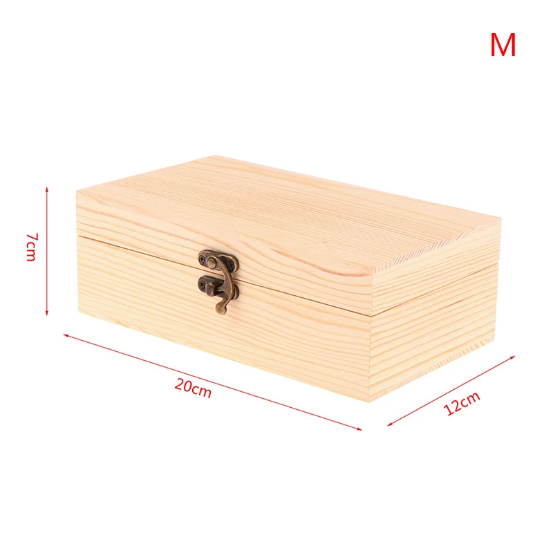 Retro Rectangular Wooden Storage Box Organizer Wood Case Simple