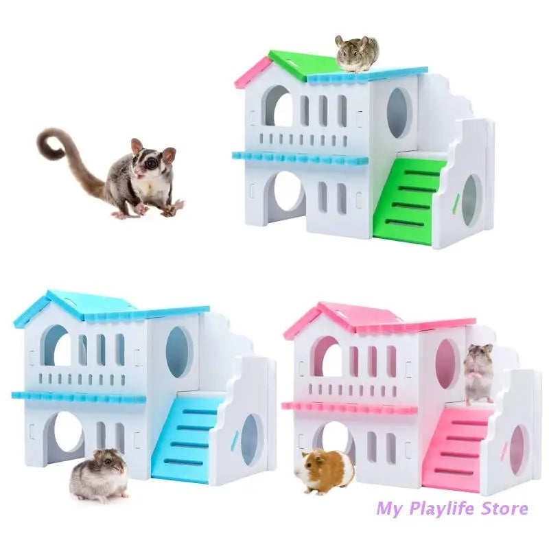 Hamster Wood House Hut Small Animal Rat Mouse Sleeping Nest Wooden Toy Habitats Decor Chinchilla Nest DIY Hideout Hut Zpaxo