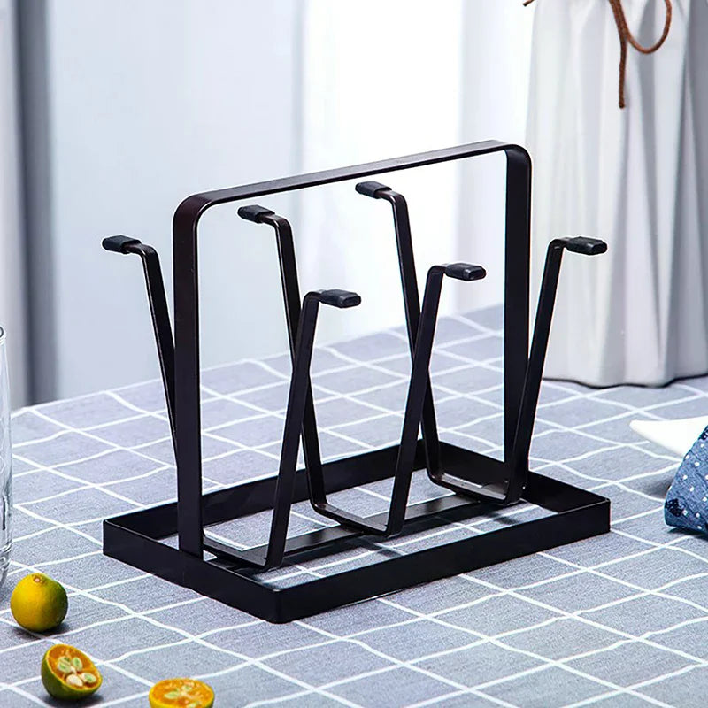 For Drinking Glass Containers With Protective Rubber Ends Hooks Hanging Drying Rack 6 Hook Organizer Steel Bottle Cup Zpaxo
