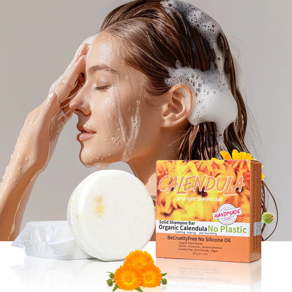 Calendula Essential Oil Shampoo Soap – Oil Control & Moisture Handmade Shampoo Bar Zpaxo Default Title
