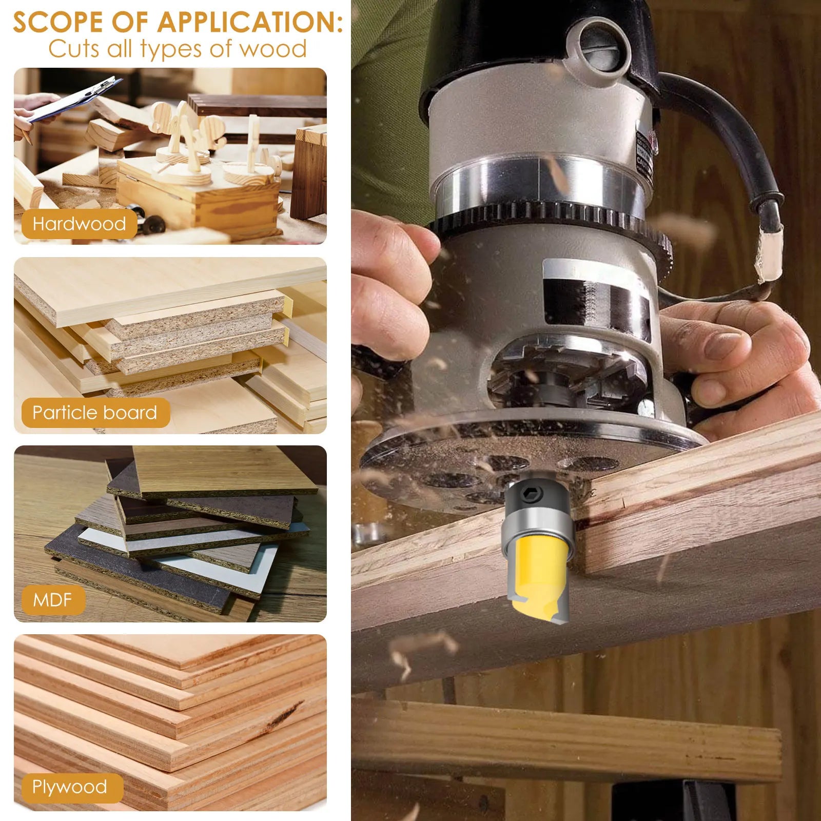 4/8 Pcs Pattern Flush Trim Router Bit Set Carbide Bearing Router Bits Precision Milling Woodworking Cutter Tool for Wood BIT Bit Zpaxo