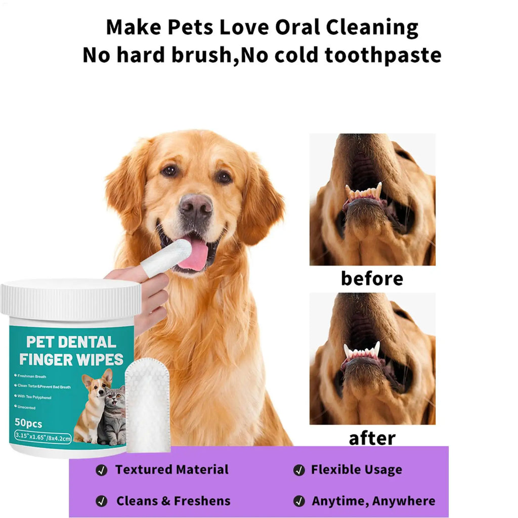 Pet Teeth Cleaning Wipes Dental Finger Disposable Gentle Pads Bad