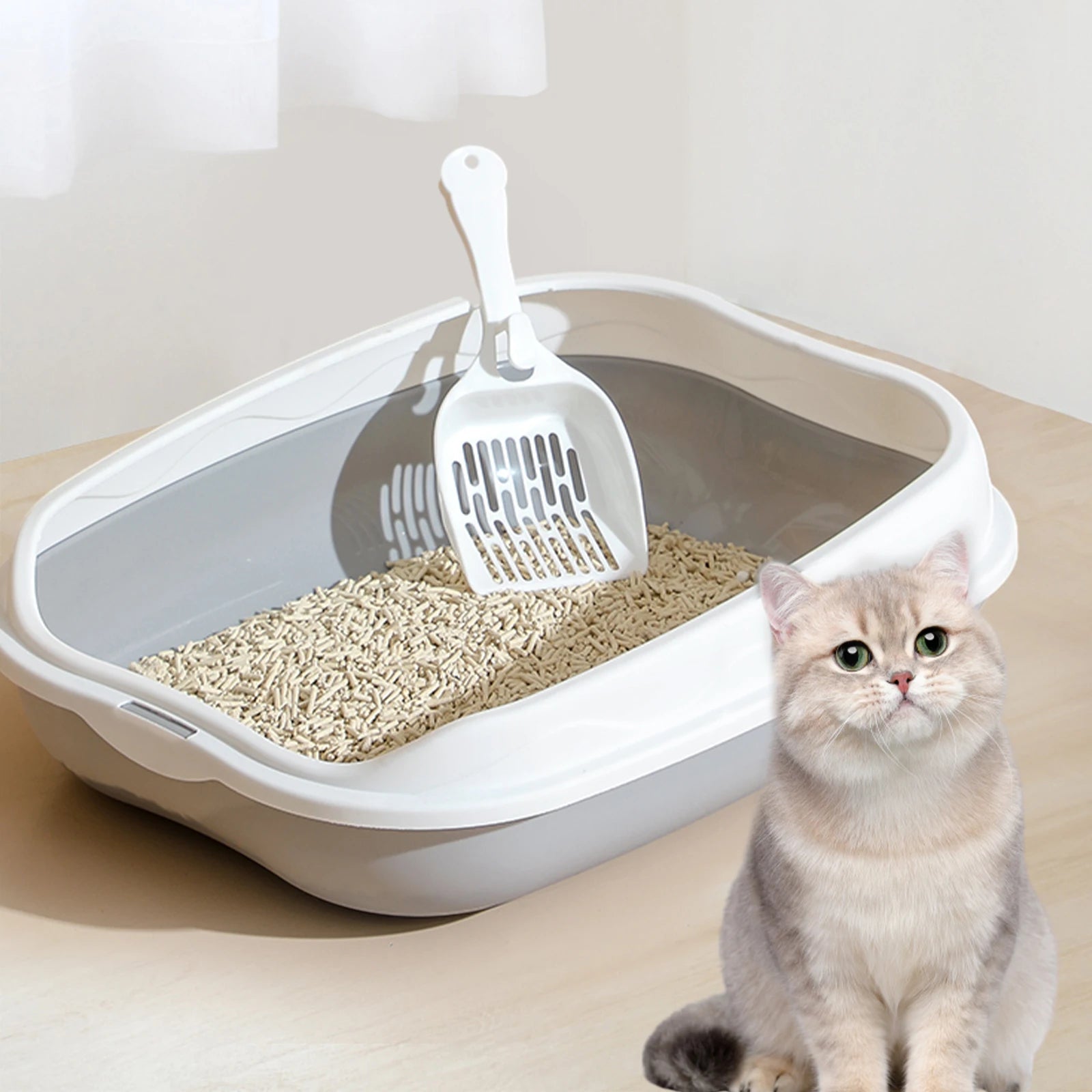 Semi enclosed cat little box With High Side Bedpan Potty Toilet for Small Pets Indoor Cats little tray Kitty litter pan Shovel Zpaxo