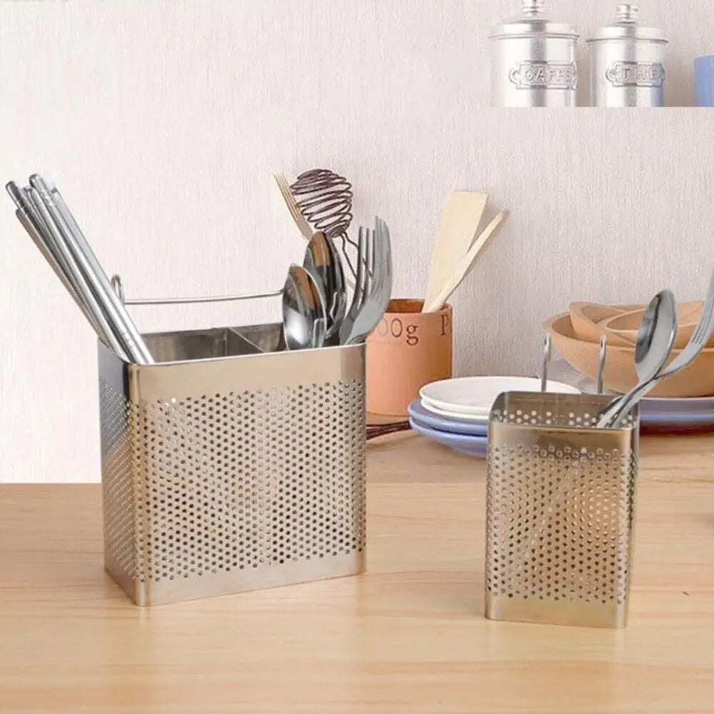 Stainless Steel Chopstick Holder Rack with Drain & Hook