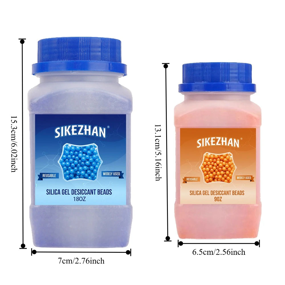 18OZ Blue/orange Waterproof Reusable Silica Gel Beads Bottles Moisture Absorber Electronic Product Desiccant Dehumidifie Zpaxo