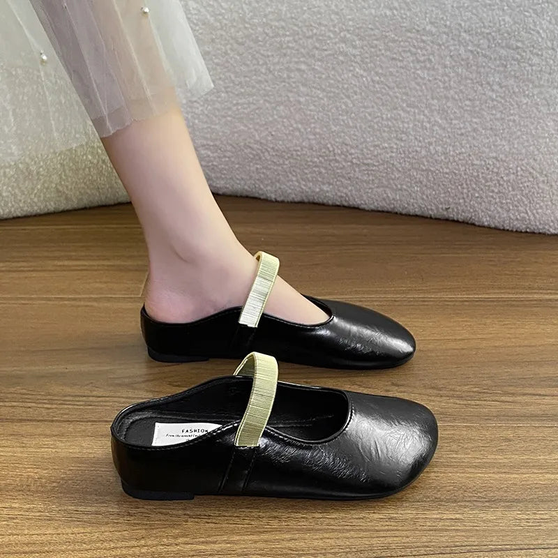 Women's Solid Vintage Comfortable Mid Heel Slippers Women Square Zpaxo black 40