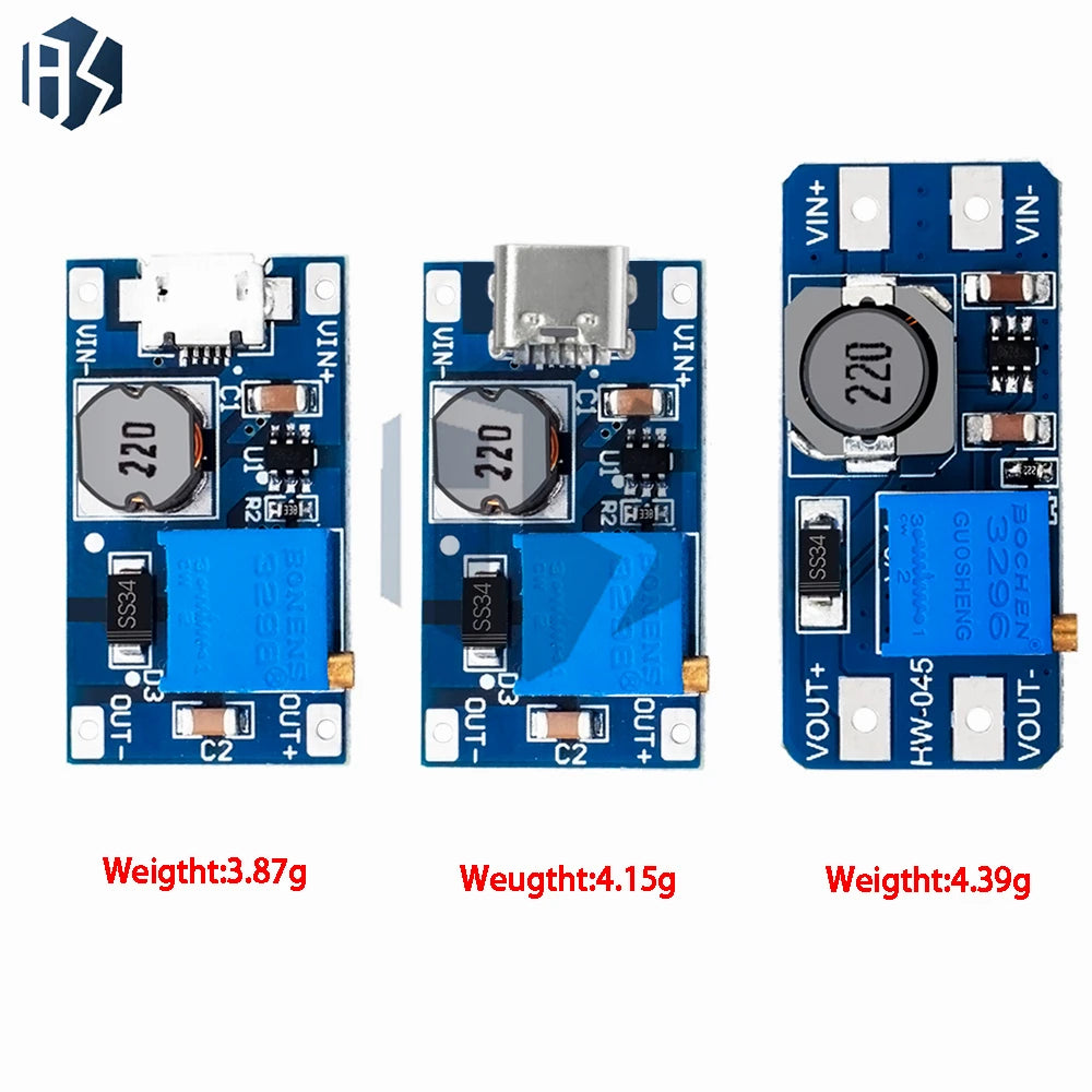 MT3608 type-c/micro 2A Max DC-DC Step Up Power Module Booster Power Module 3-5V to 5V/9V/12V/24V Zpaxo