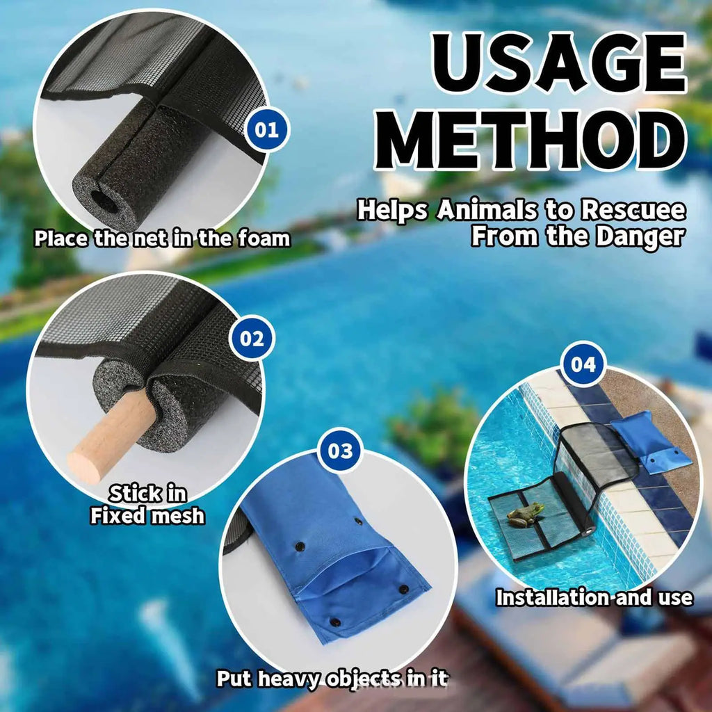 Pool Animal Escape Ramp Swimming Pools Floating Animals Rescue Tool Versatile Animal Saving Safety Net Pads Ladder for Lizards Zpaxo