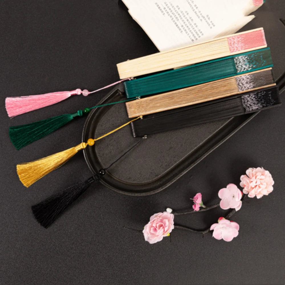 Chinese Silk Bamboo Folding Fan with Tassel – Dance & Décor