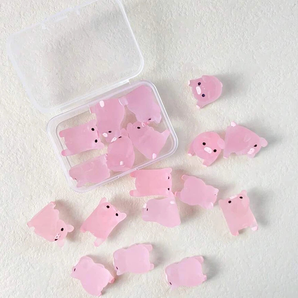 6/15/30/1Box Luminous Pig Design Glow in The Dark Creative Mini Pink Pig Miniature for Garden Landscape Home Decoration Zpaxo