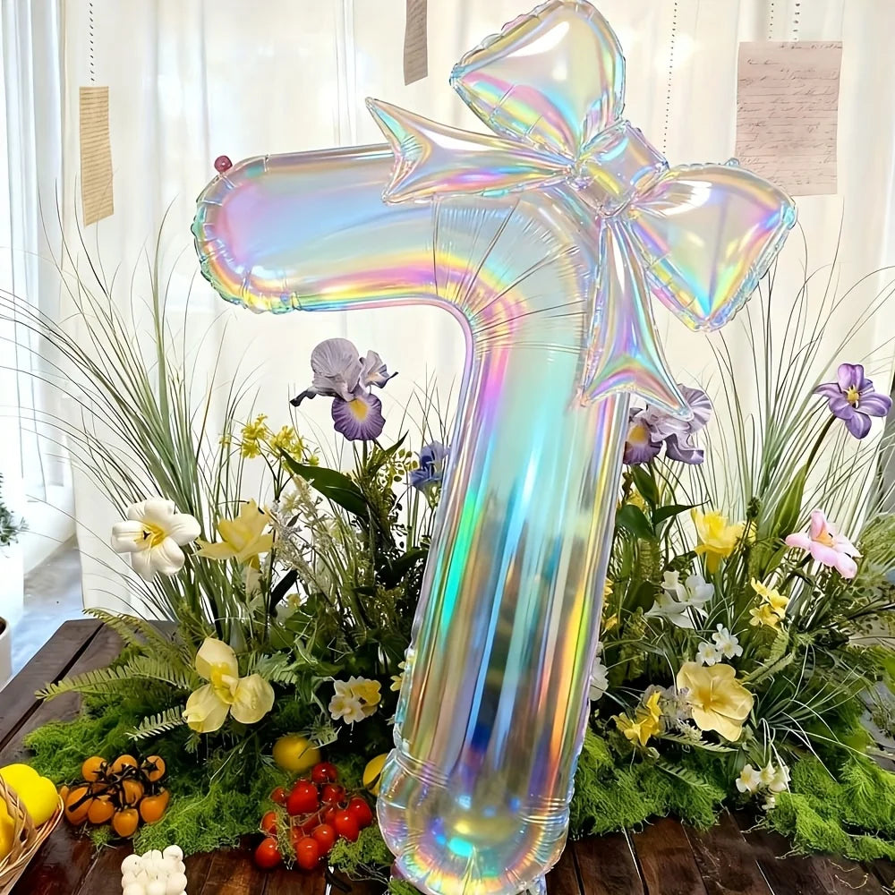 Number 0-9 Foil Balloons Large Iridescent Transparent 24-inch Bow Zpaxo 7 40inch
