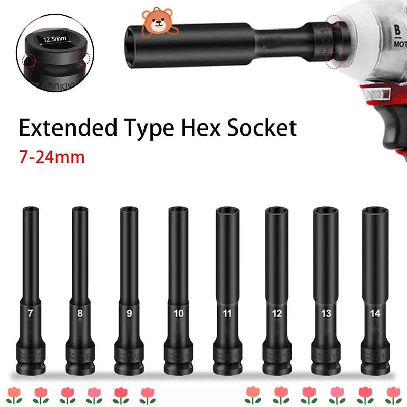 1/2 Drive Socket Wrench Hex Socket Head 8-19mm Socket Head Tire Removal Tools Adapter Spanner Converter Zpaxo