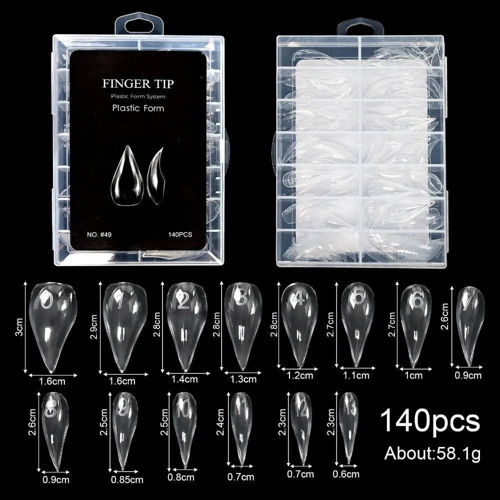 70 140 Gel Dual Nail Forms Transparent 14 Molds Reusable Poly Zpaxo
