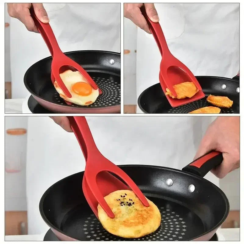 2 in 1 Shovel Clip Silicone Grip Flip Tongs Egg Steak Spatula Tongs Clamp Pancake Fried Turners Cooking Tool Kitchen Accessories Zpaxo