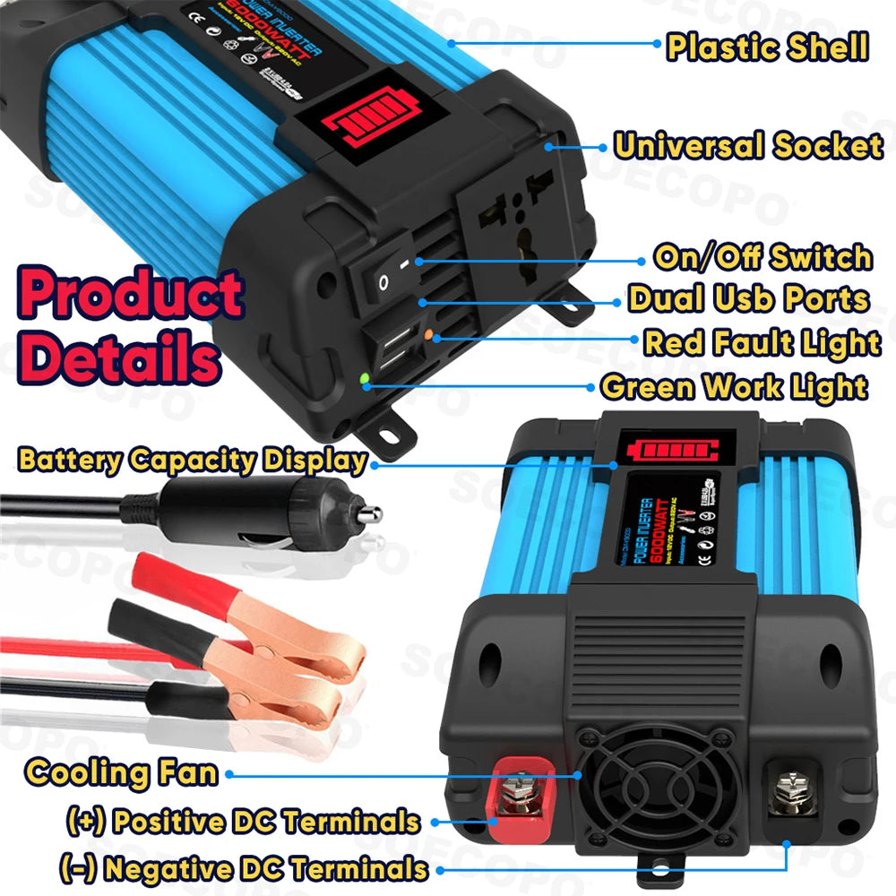 6000W Solar System DC12V 110V 220V Off-grid Inverter 100A Controller