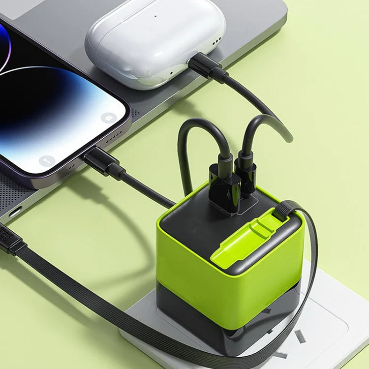 3IN1 65W Gan PD USB-C Charging Head Fast Charger Built-in Typec Cable
