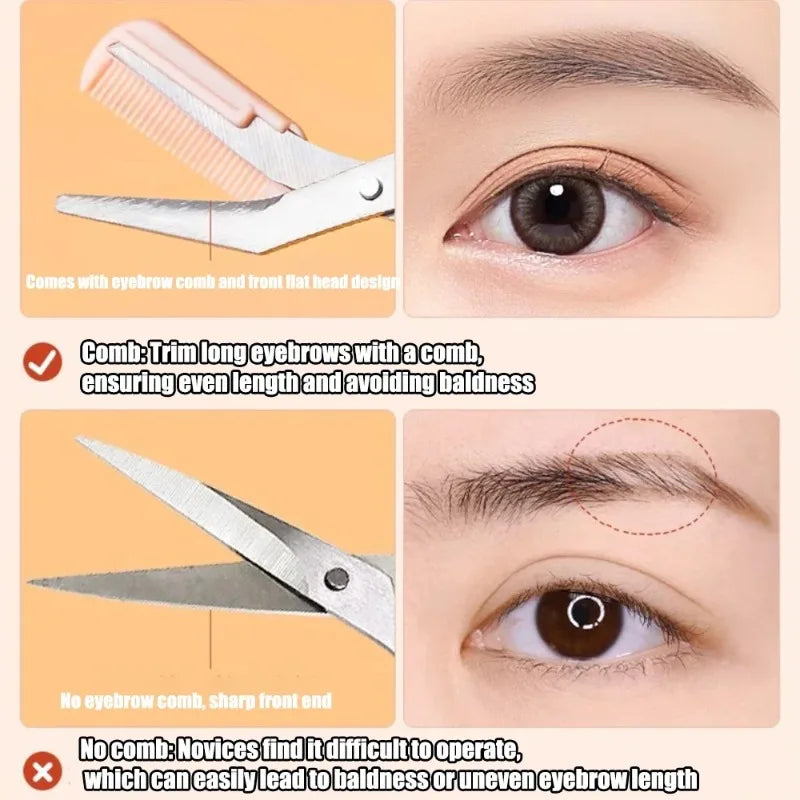 Eyebrow Trimmer Scissor Beauty Products Stainless Steel Scissors Comb