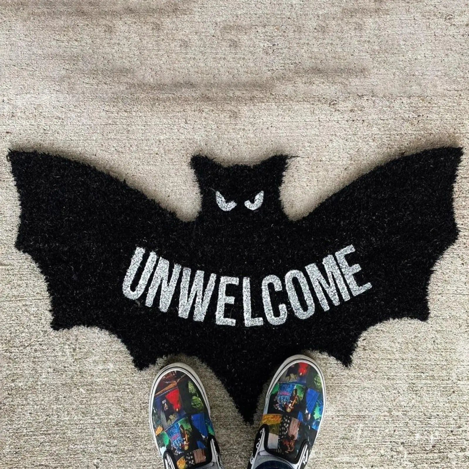 Gothic Bat Bath Mat 80x40cm Halloween Area Rug Soft Non-slip